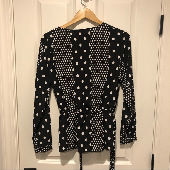 Lipsy Black and White Polka Dot Wrap Blouse - Picture 5 of 5